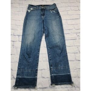 Hudson Jeans WOMENS 27 Blue Denim High Rise Zoeey Ankle Straight Fit Distressed